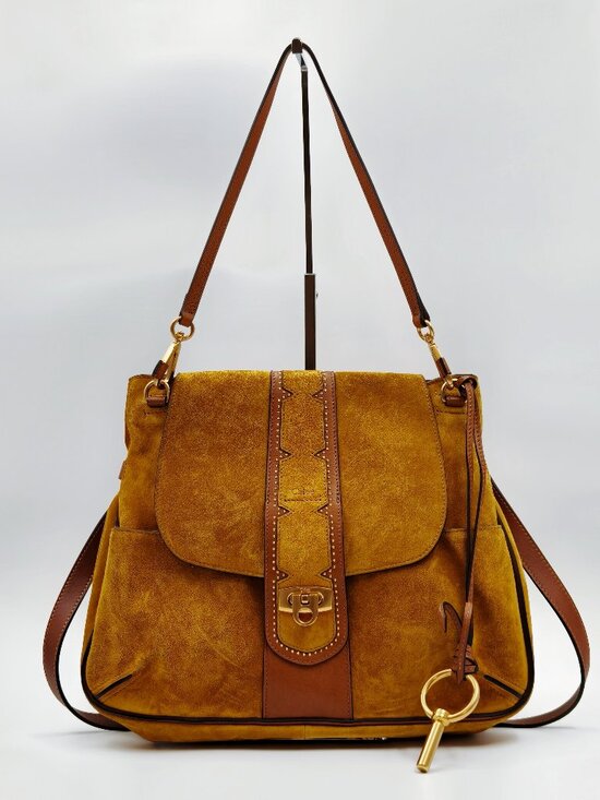 Chloe Handbags - Chloé Suede Leather Shoulder Crossbody Bag Mustard Gold Medium